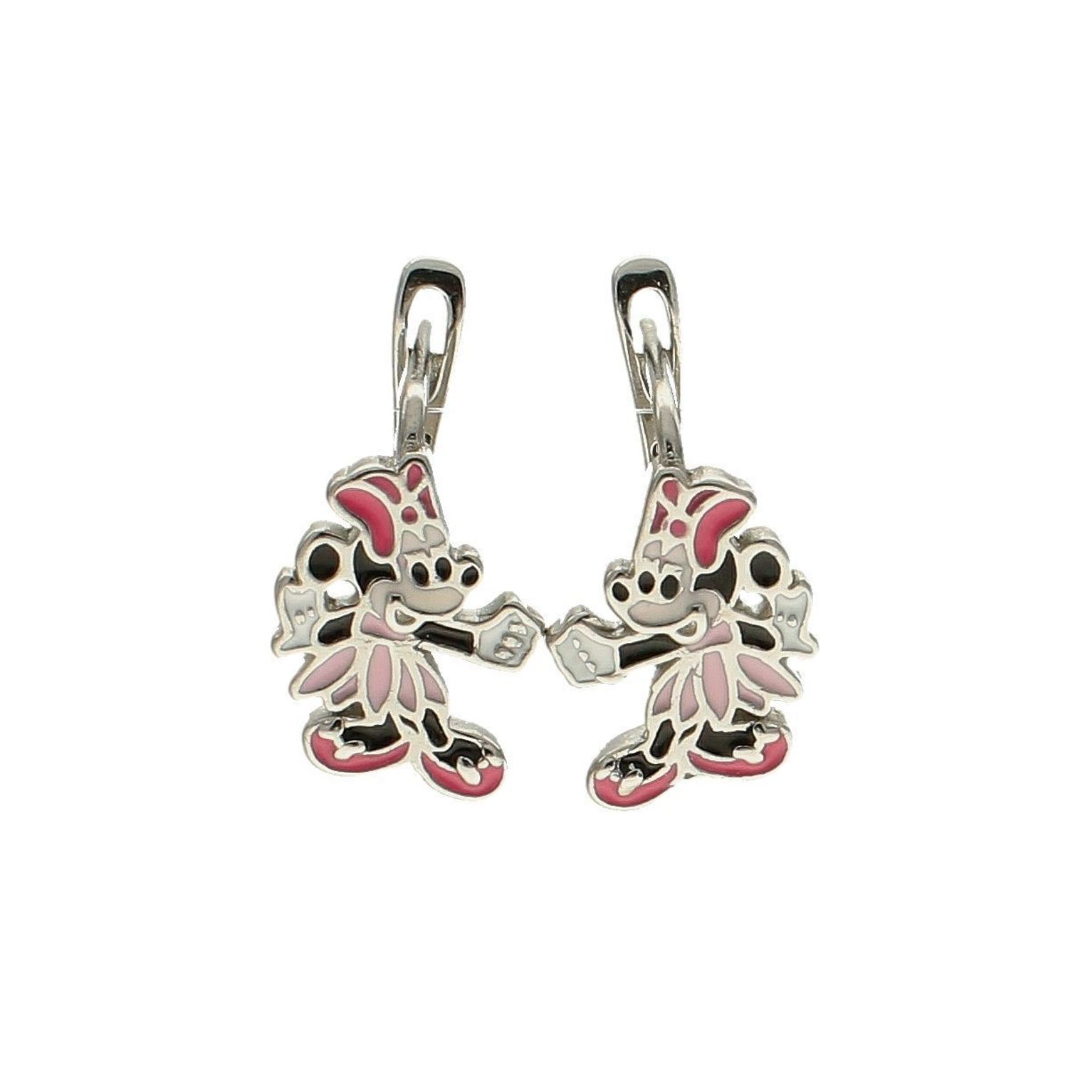 Srebrne kolczyki dla dziewczynki wiszące Myszka Minnie DIA-KLC-5877-925. Kolczyki Srebrne kolczyki dla dziewczynki wiszące Myszka Minnie wykonane ze srebra próby 925 z kolorową emalią.  (2).jpg