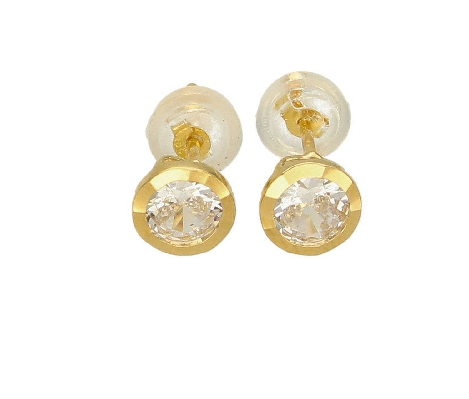 Kolczyki  Cyrkonia w pozłacanej aureoli  925 DIA-KLC-5941-925  Srebrne kolczyki z okrągłą cyrkonią w kolorze białym. Minimalistyczna biżuteria zapinana na sztyft, doda subtelnego blasku stworzonej stylizacj.jpg