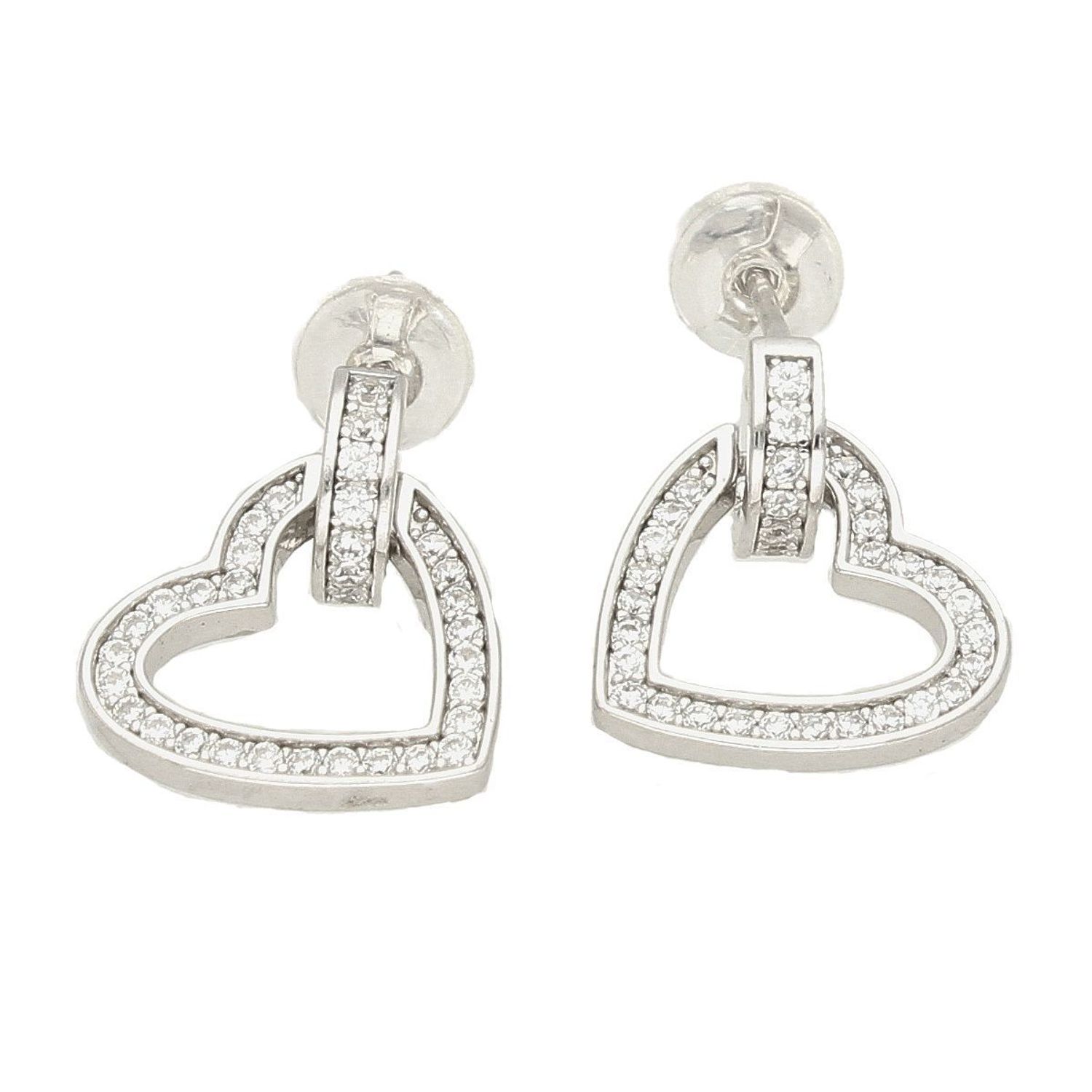 Kolczyki srebrne  Serca w cyrkoniach  925 DIA-KLC-5955B-925 Intrygująca biżuteria o klasycznym zapięciu na sztyft wykonana z srebra próby 925. Kolczyki idealne na prezent.jpg