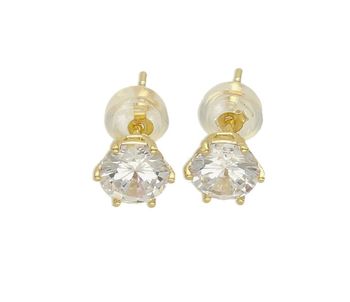 Kolczyki pozłacane z cyrkonią 0,6 mm 925 DIAMENT DIA-KLC-5960-925 Srebrne kolczyki z okrągłą cyrkonią w kolorze białym. Minimalistyczna biżuteria zapinana na sztyft, doda subtelnego blasku stworzonej styliz.jpg