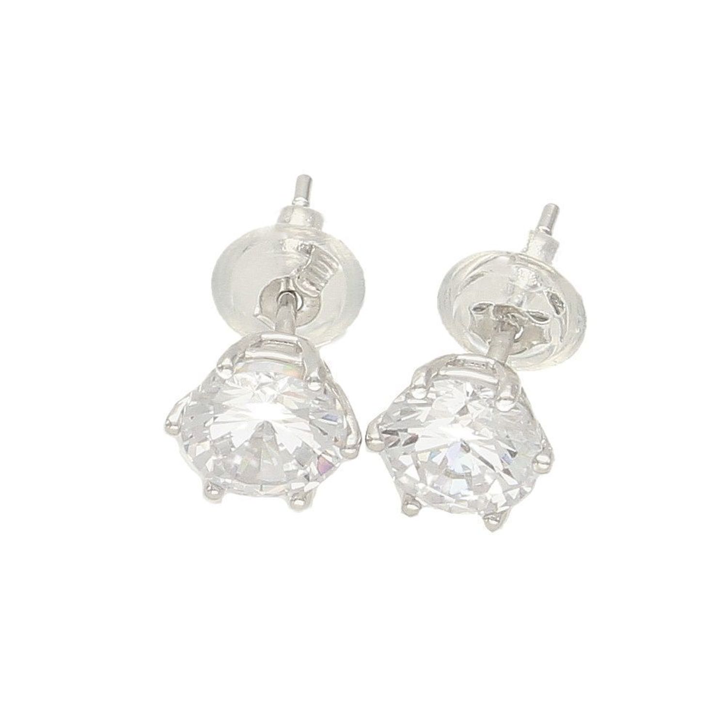 Kolczyki srebrne z cyrkonią 925 DIA-KLC-5960B-925 Srebrne kolczyki z okrągłą cyrkonią w kolorze białym. Minimalistyczna biżuteria zapinana na sztyft, doda subtelnego blasku stworzonej stylizacji.jpg