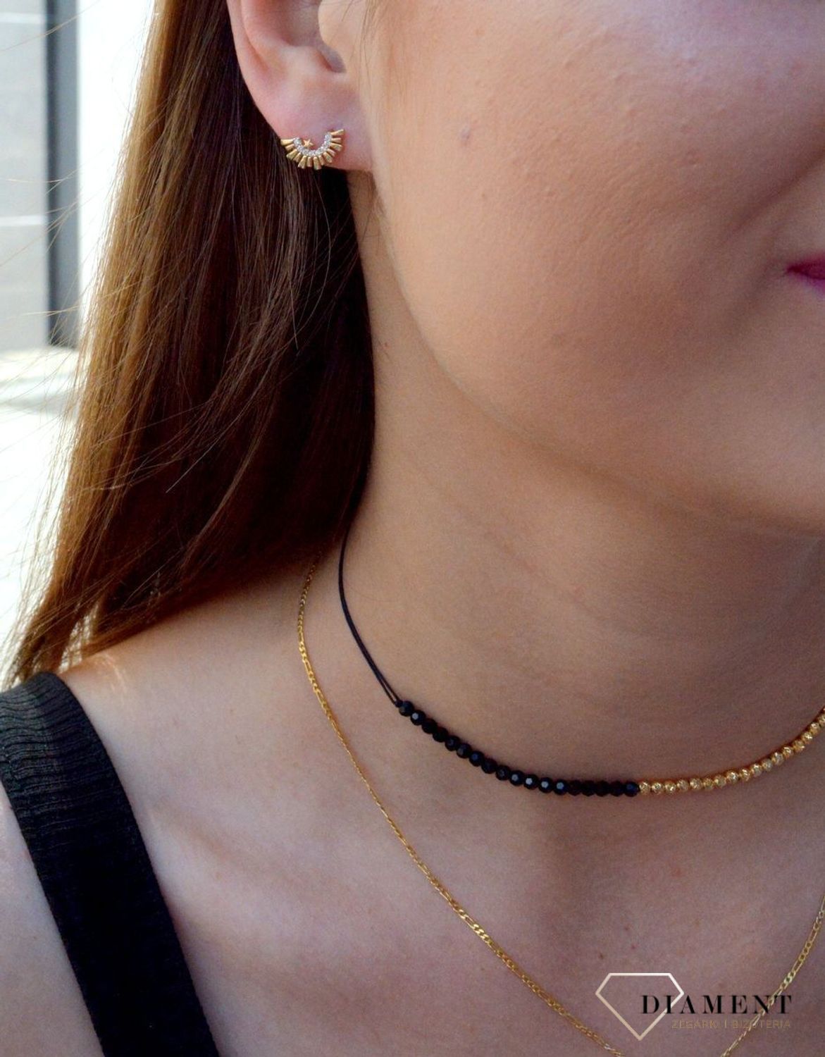 Złote koczyki próby 585 w kształcie wachlarza DIA-KLC-6156-585.jpg