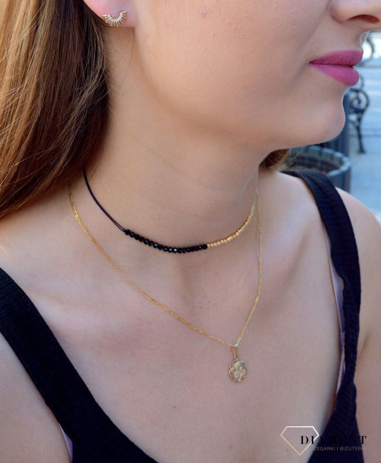 Złote koczyki próby 585 w kształcie wachlarza DIA-KLC-6156-585.jpg