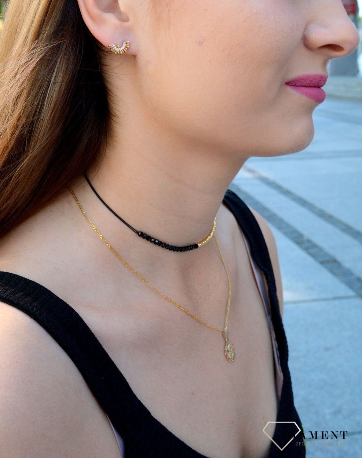 Złote koczyki próby 585 w kształcie wachlarza DIA-KLC-6156-585.jpg