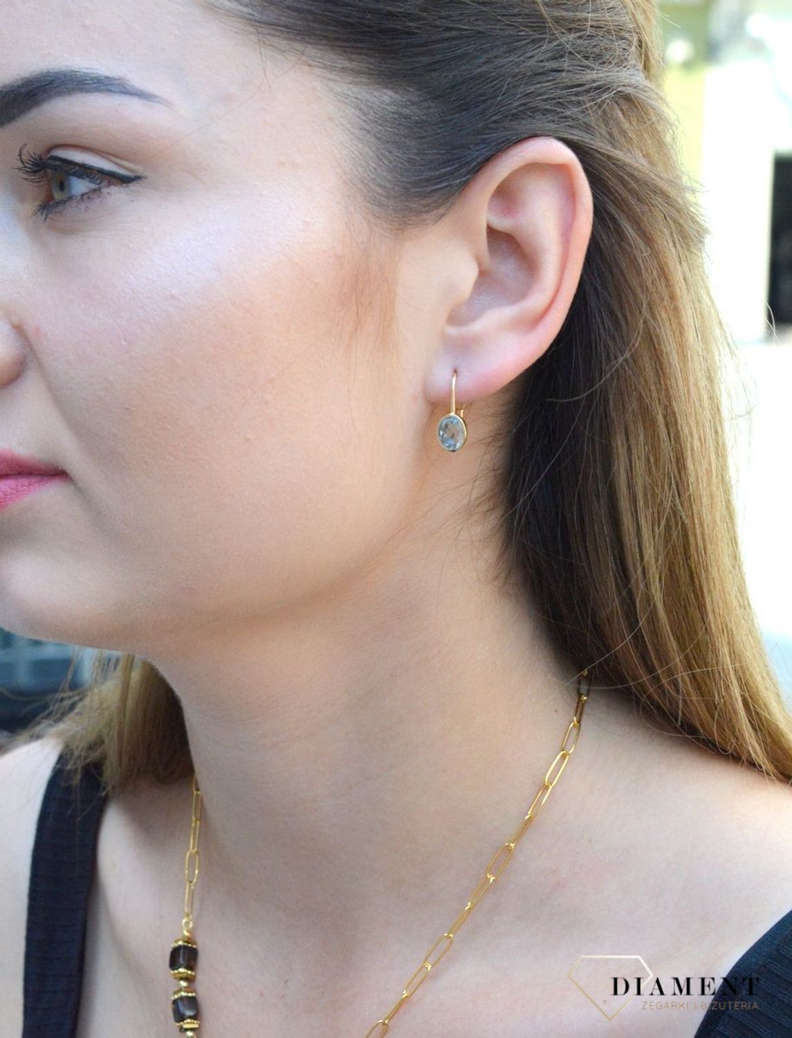 Złote kolczyki 585 błękitne cyrkonie DIA-KLC-6165-585. Kolczyki złote w Sklepie z Biżuterią zegarki-diament.pl✓ Piękne Kolczyki dla Kobiet✓ Prawdziwe Złoto✓ Złote kolczyki.jpg