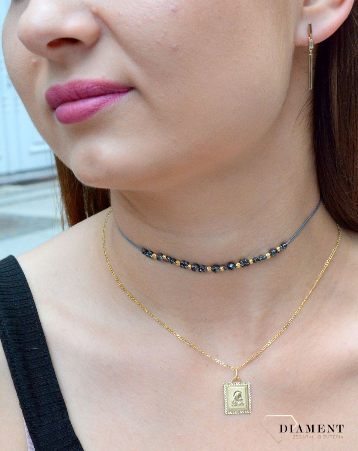 Kolczyki wiszące prnby 585 patyczki z cyrkonią DIA-KLC-6167-585.jpg