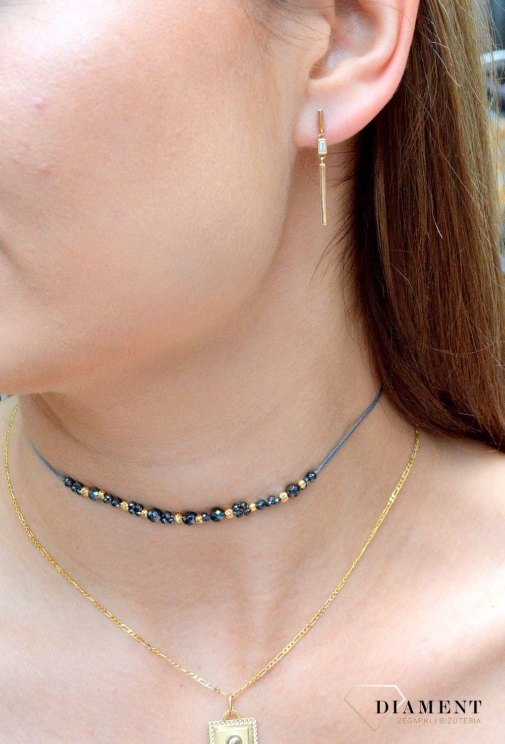 Kolczyki wiszące prnby 585 patyczki z cyrkonią DIA-KLC-6167-585.jpg