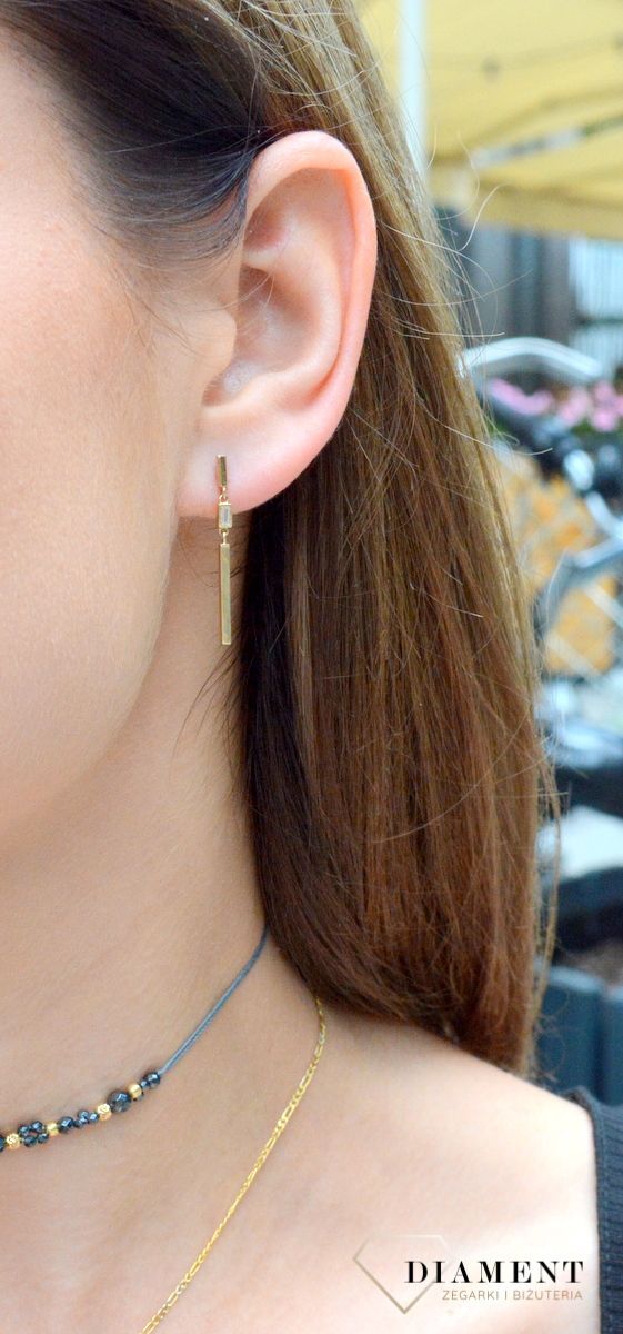 Kolczyki wiszące prnby 585 patyczki z cyrkonią DIA-KLC-6167-585.jpg