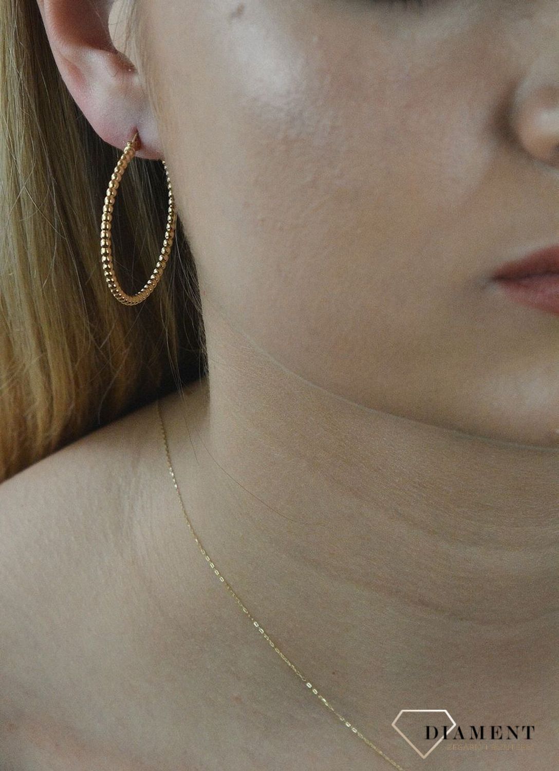 Kolczyki złote damskie koła z kuleczek 585 DIA-KLC-6176-585dc.jpg