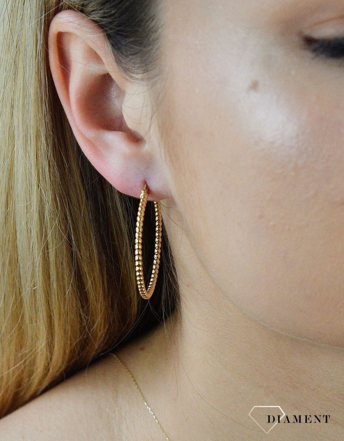 Kolczyki złote damskie koła z kuleczek 585 DIA-KLC-6176-585dc.jpg