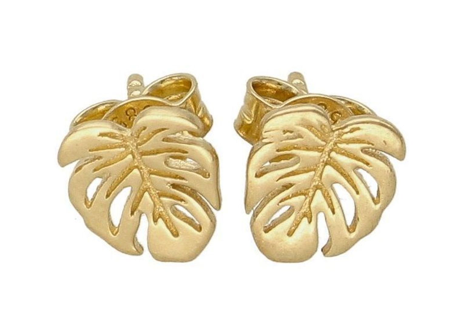 Złote kolczyki próby 585 w kształcie listka Monstery DIA-KLC-6180-585dcvd.jpg