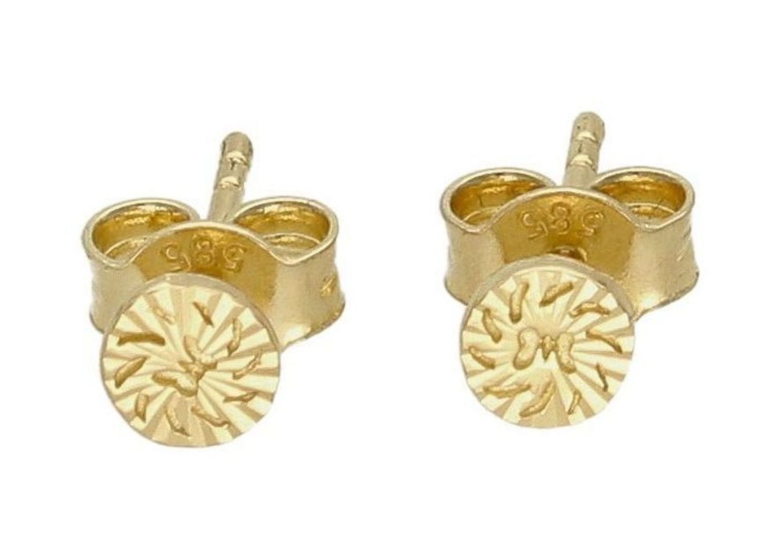 Grawerowane złote kolczyki próby 585  DIA-KLC-6181-585dd.jpg