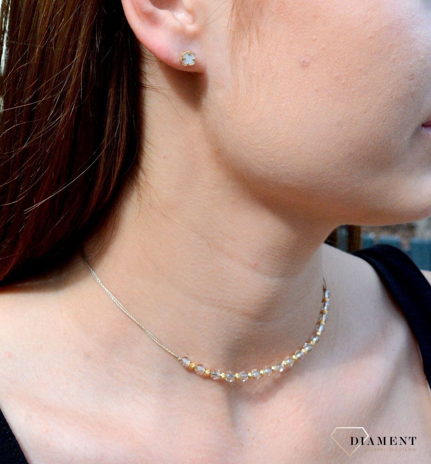 Złote kolczyki próby 585 w kształcie koniczynki DIA-KLC-6183-585.jpg