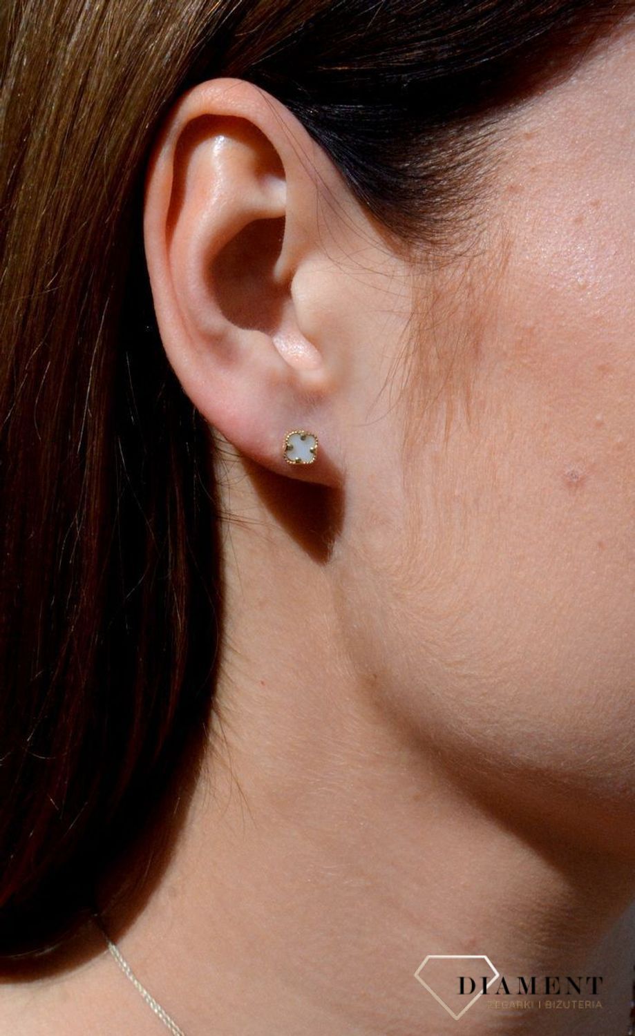 Złote kolczyki próby 585 w kształcie koniczynki DIA-KLC-6183-585.jpg