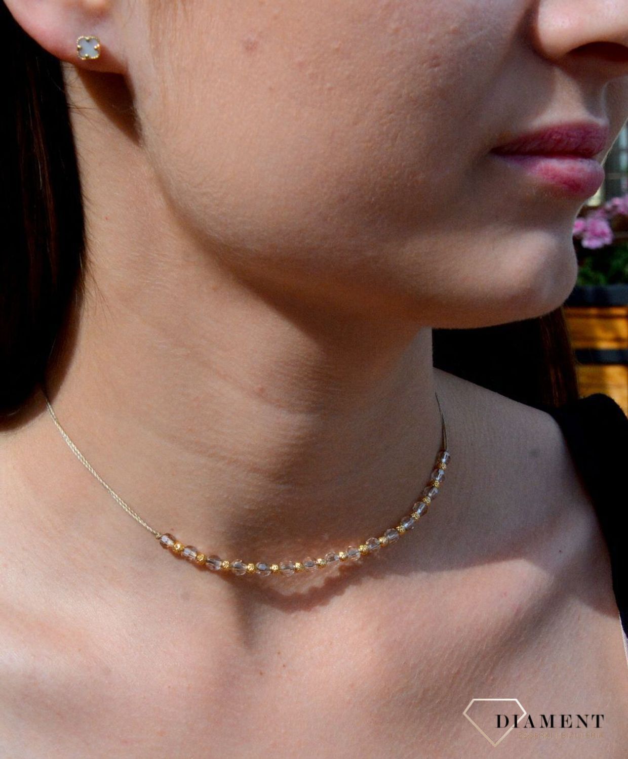 Złote kolczyki próby 585 w kształcie koniczynki DIA-KLC-6183-585.jpg