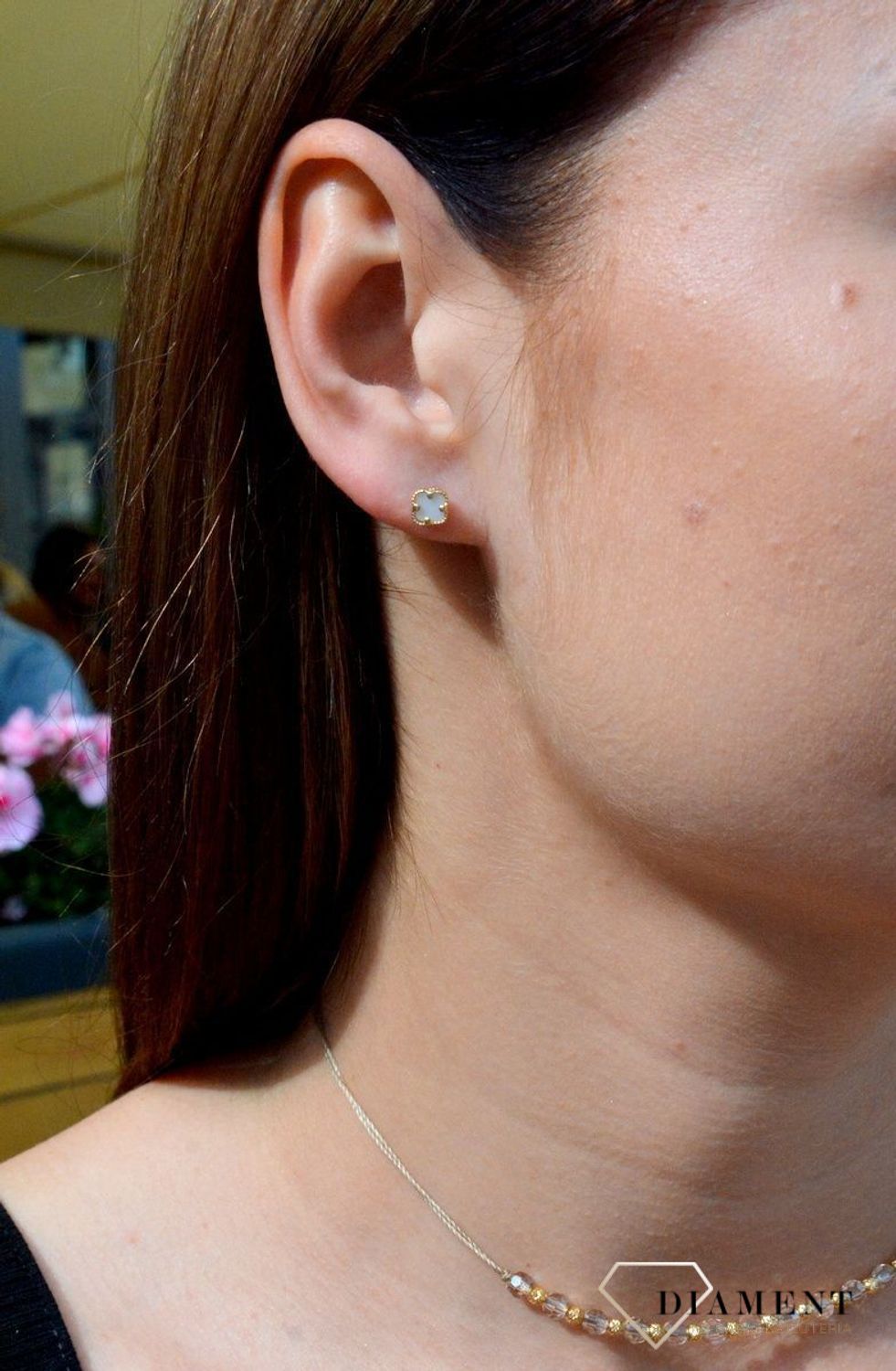 Złote kolczyki próby 585 w kształcie koniczynki DIA-KLC-6183-585.jpg