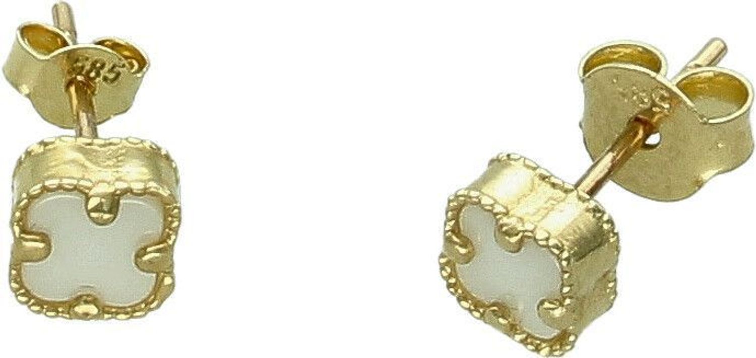 Złote kolczyki próby 585 w kształcie koniczynki DIA-KLC-6183-585.jpg