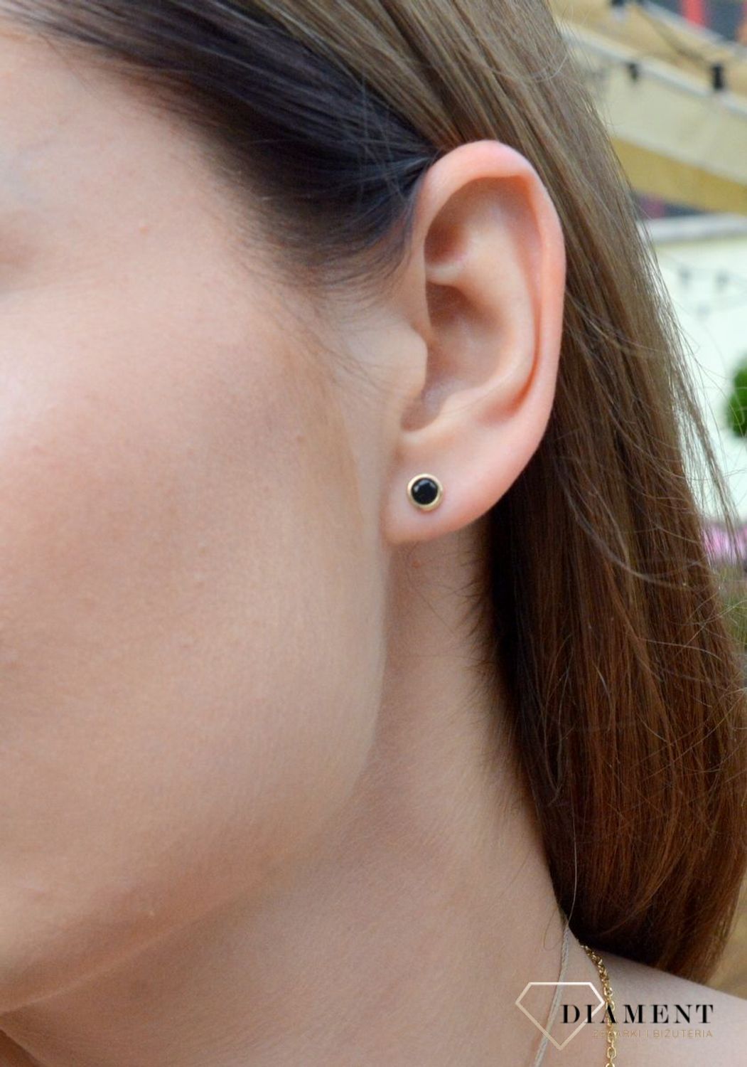 Złote kolczyki próby 585 z cyrkonią DIA-KLC-6189-585.jpg