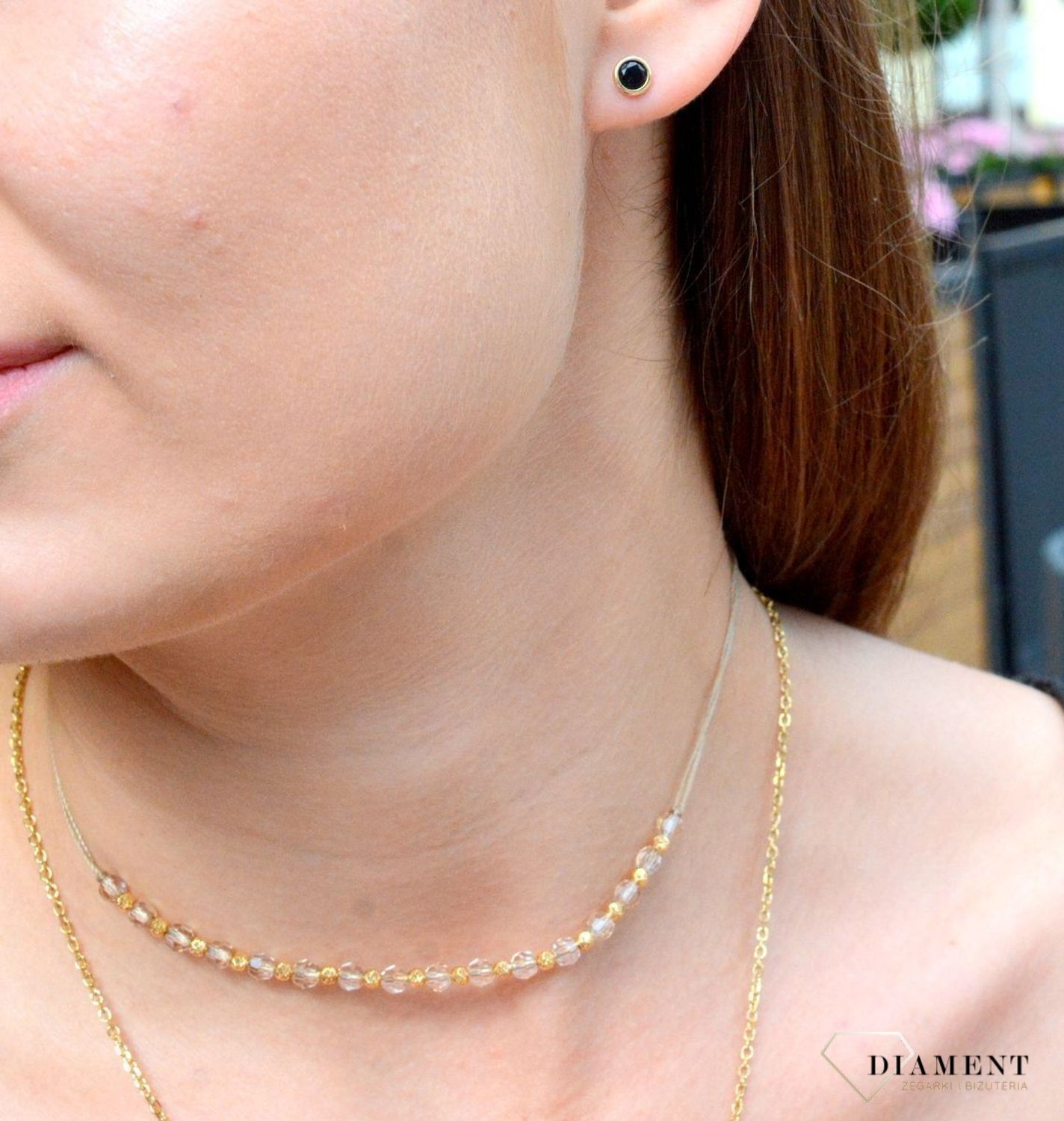 Złote kolczyki próby 585 z cyrkonią DIA-KLC-6189-585.jpg