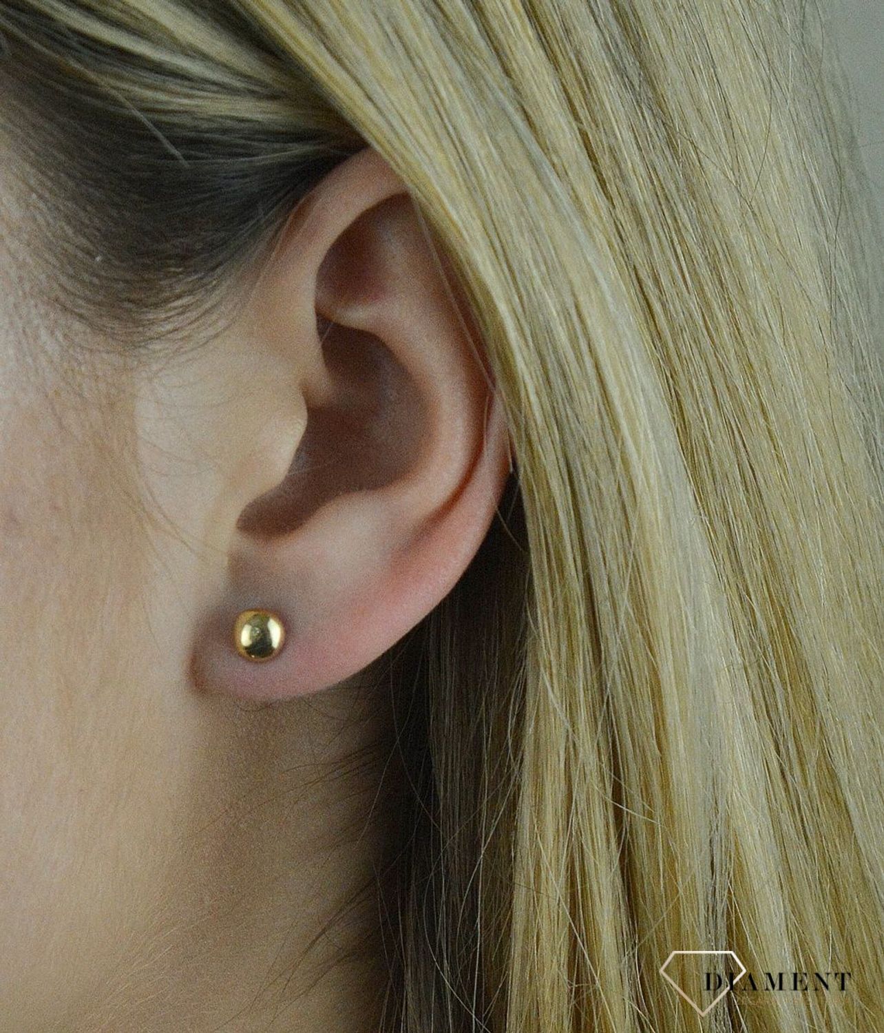 Złote kolczyki 585 półkulki DIA-KLC-6191-585. Złote kolczyki damskie, dziecięce. Kolczyki z zapięciem na sztyft..jpg