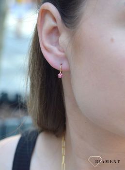 Złote kolczyki 585 czerwone kwiatki DIA-KLC-6217-585 ✓Kolczyki złote w Sklepie z Biżuterią zegarki-diament.pl✓ Piękne i Eleganckie Kolczyki dla Kobiet✓ Prawdziwe Złoto✓ Darmowa wysyłka (2).JPG