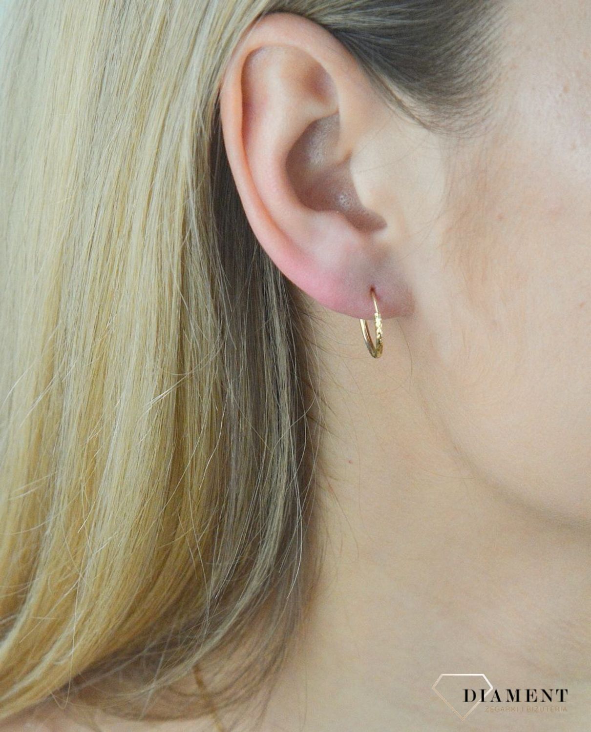 Złote kolczyki grawerowane koła 2 cm DIA-KLC-6219-585.jpg