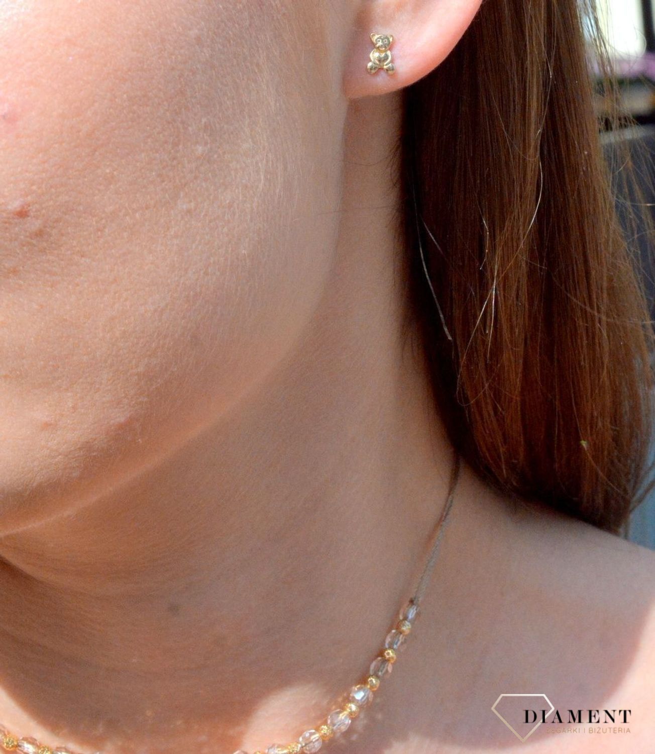 Złote kolczyki 585 misie dziecięce DIA-KLC-6226-585.jpg