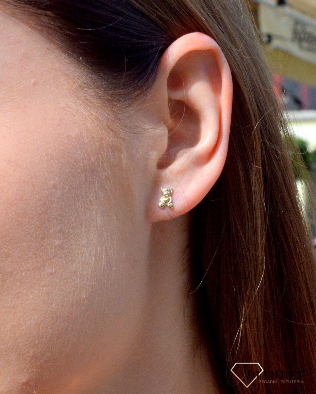 Złote kolczyki 585 misie dziecięce DIA-KLC-6226-585.jpg