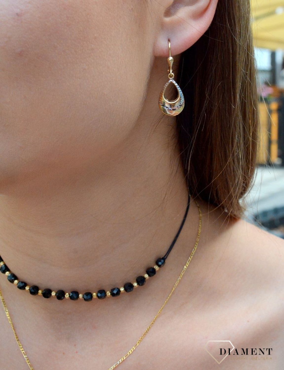 Złote kolczyki 585 wiszące łezki DIA-KLC-6228-585. Złote kolczyki wiszące. Złote kolczyki łezki. Złote kolczyki wiszące damskie. Złote kolczyki z zapięciem angielskim..jpg