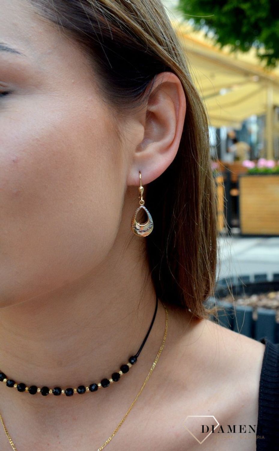 Złote kolczyki 585 wiszące łezki DIA-KLC-6228-585. Złote kolczyki wiszące. Złote kolczyki łezki. Złote kolczyki wiszące damskie. Złote kolczyki z zapięciem angielskim..jpg