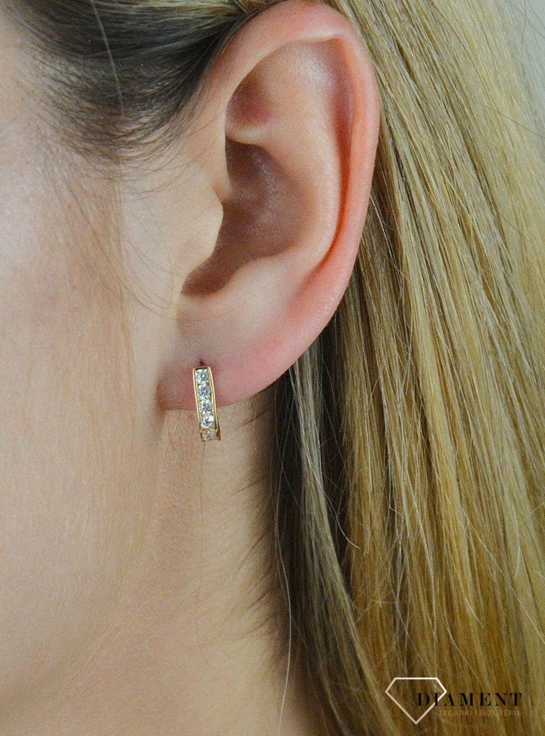 Złote kolczyki dla dziewczynki 585 cyrkonia DIA-KLC-6257-585.jpg