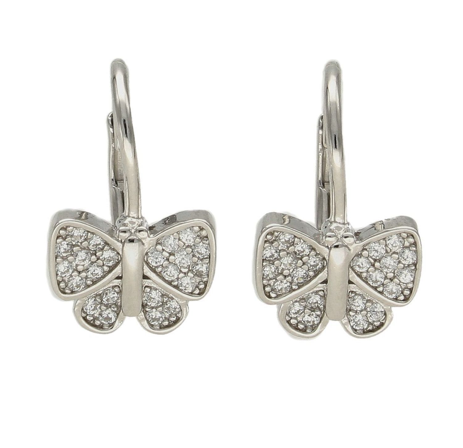 Srebrne kolczyki w kształcie motyli z cyrkoniami DIA-KLC-6320-925.Srebrne kolczyki przy uchu w kształcie motyli. Kolczyki motylki zostały ozdobione cyrkonią. Kolczyki te symbolizują symbol szczęścia, natchn.jpg