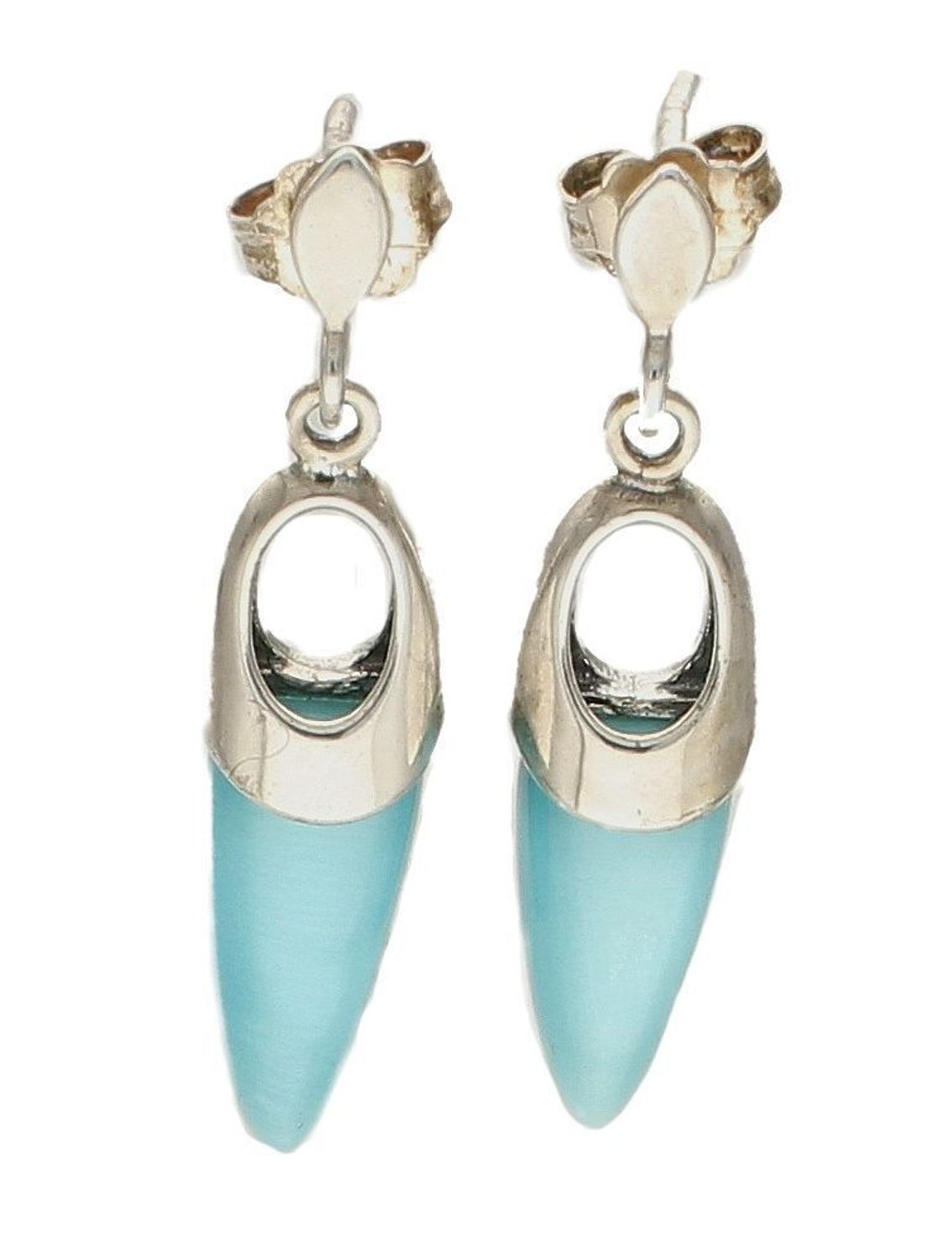 Kolczyki srebrne 'Uleksyt turkusowy' DIA-KLC-6360-925. Kolczyki srebrne z kamieniem naturalnym. Kolczyki srebrne z ulekystem turkusowym. Srebrne kolczyki podłużne. W.jpg