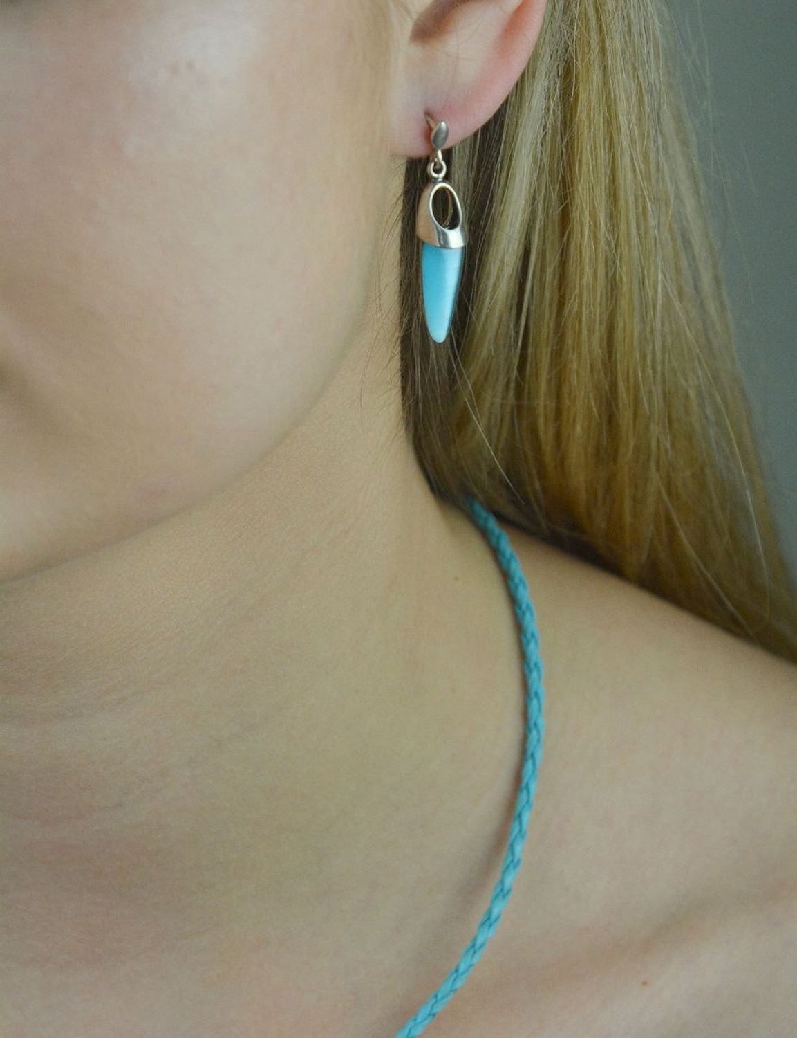 Kolczyki srebrne 'Uleksyt turkusowy' DIA-KLC-6360-925. Kolczyki srebrne z kamieniem naturalnym. Kolczyki srebrne z ulekystem turkusowym. Srebrne kolczyki podłużne. W.jpg