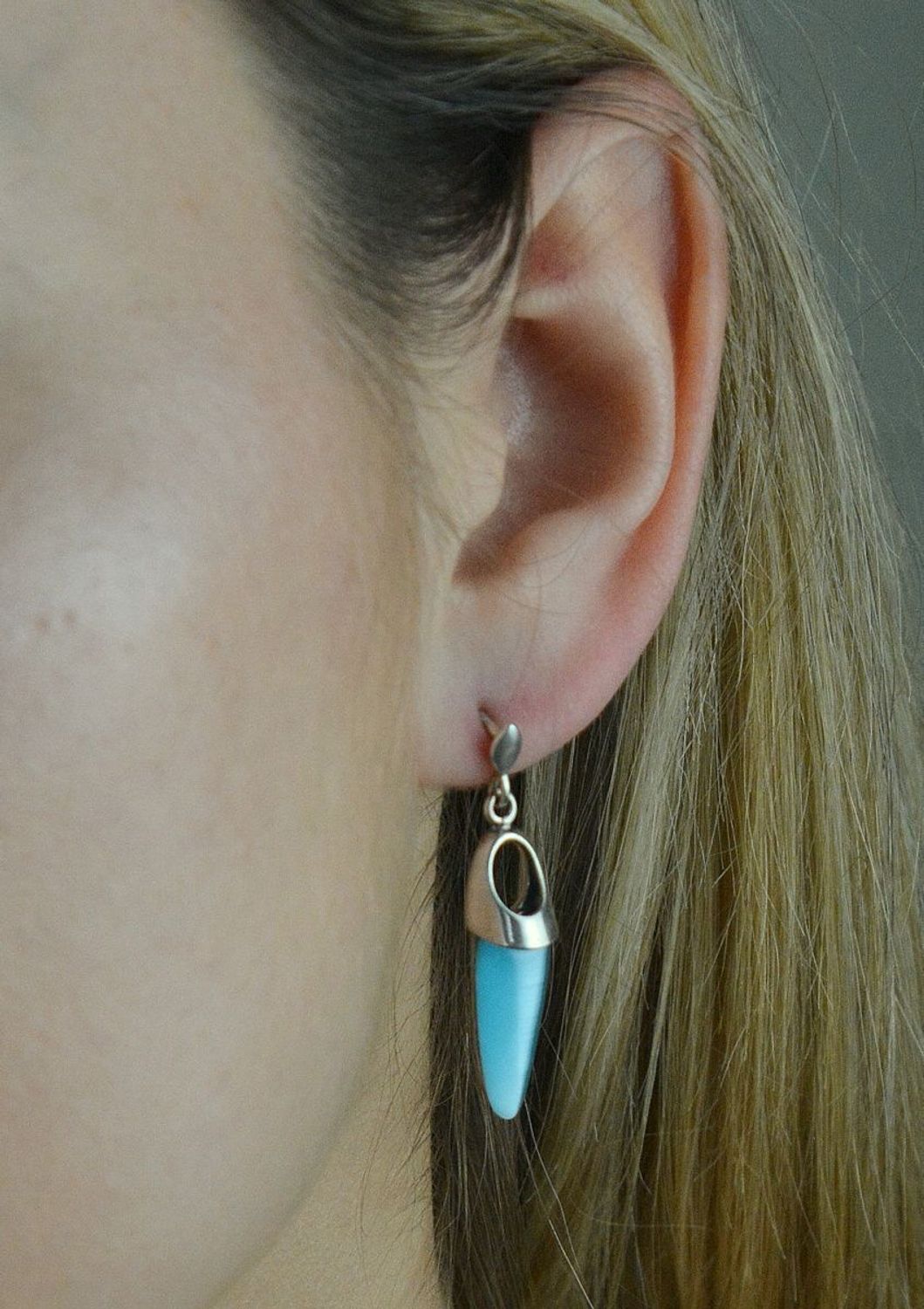 Kolczyki srebrne 'Uleksyt turkusowy' DIA-KLC-6360-925. Kolczyki srebrne z kamieniem naturalnym. Kolczyki srebrne z ulekystem turkusowym. Srebrne kolczyki podłużne. W.jpg