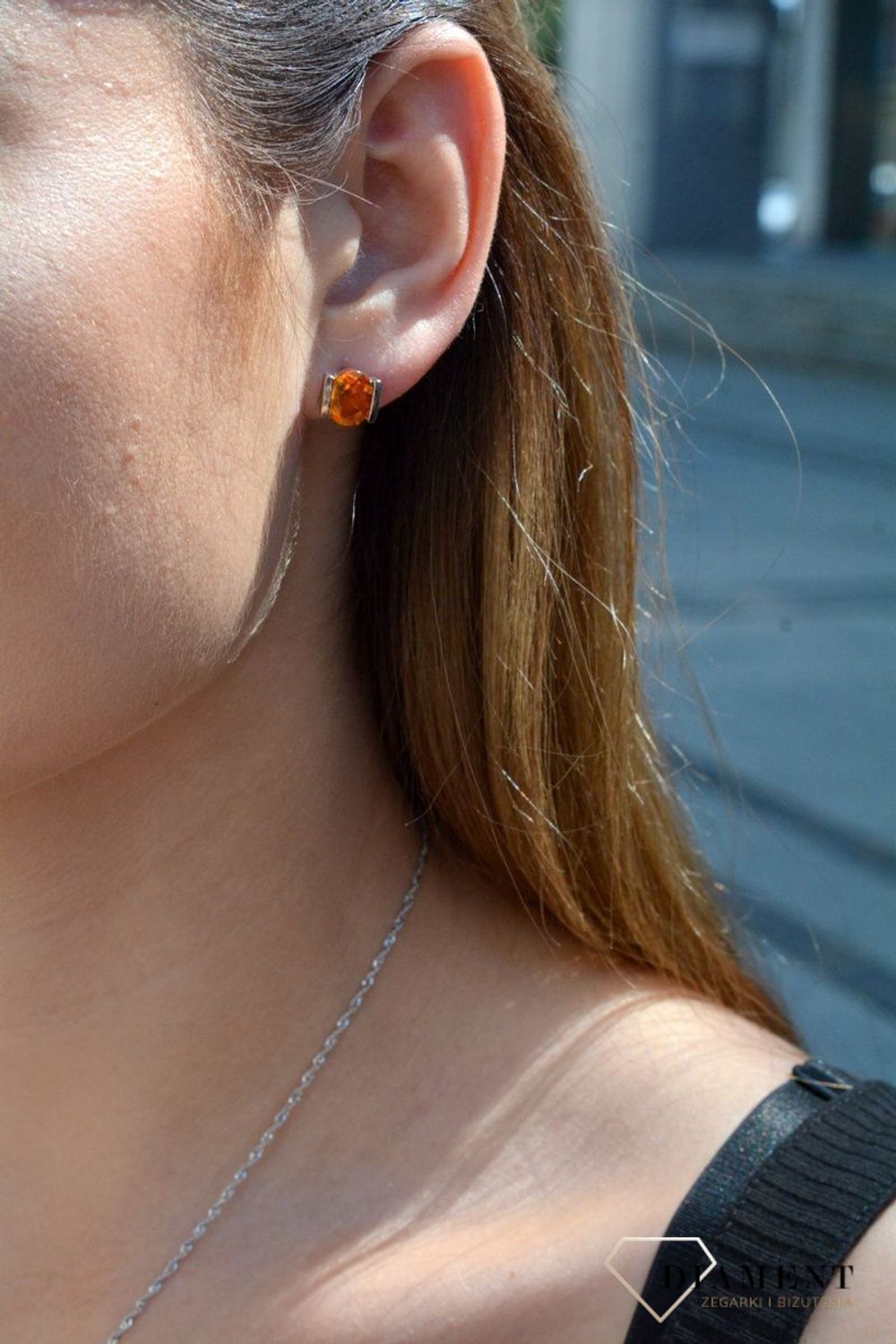 Kolczyki srebrne 'Bursztynowy Kryształ' DIA-KLC-6362-925.  Kolczyki srebrne z kryształem. Kolczyki srebrne w bursztynowym kolorze. Kolczyki srebrne na prezent. Kolczyki dla.jpg