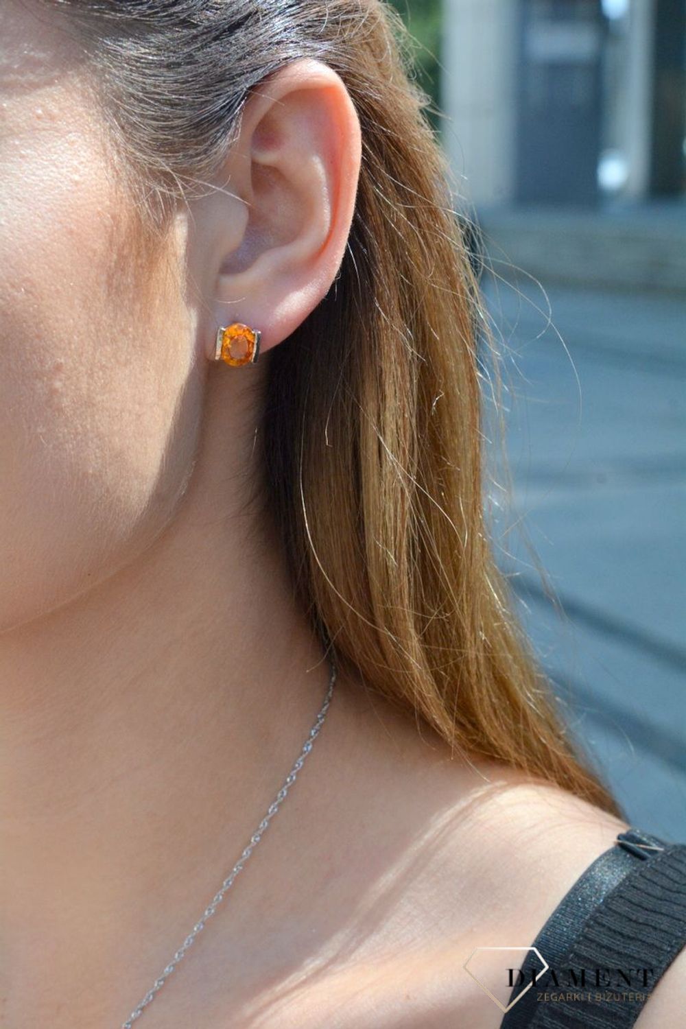 Kolczyki srebrne 'Bursztynowy Kryształ' DIA-KLC-6362-925.  Kolczyki srebrne z kryształem. Kolczyki srebrne w bursztynowym kolorze. Kolczyki srebrne na prezent. Kolczyki dla.jpg