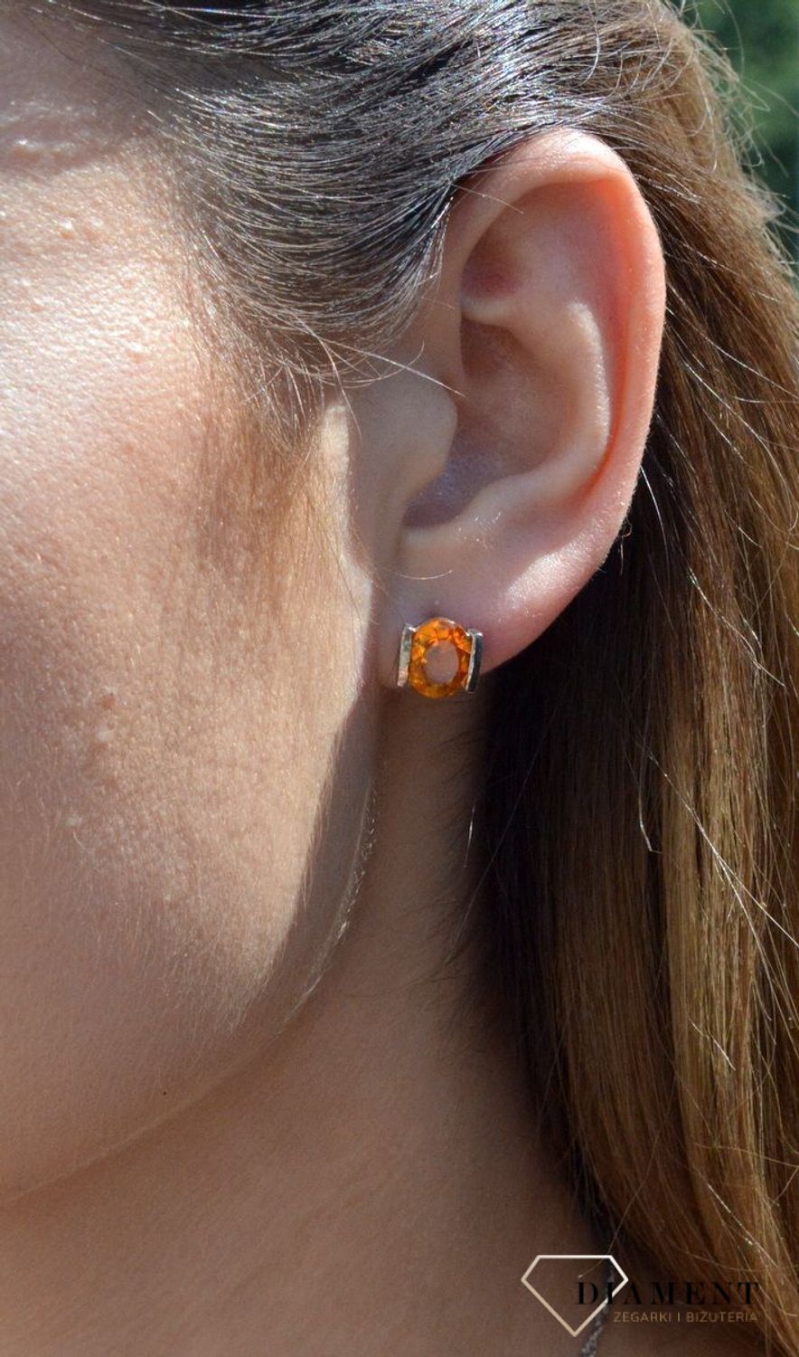 Kolczyki srebrne 'Bursztynowy Kryształ' DIA-KLC-6362-925.  Kolczyki srebrne z kryształem. Kolczyki srebrne w bursztynowym kolorze. Kolczyki srebrne na prezent. Kolczyki dla.jpg
