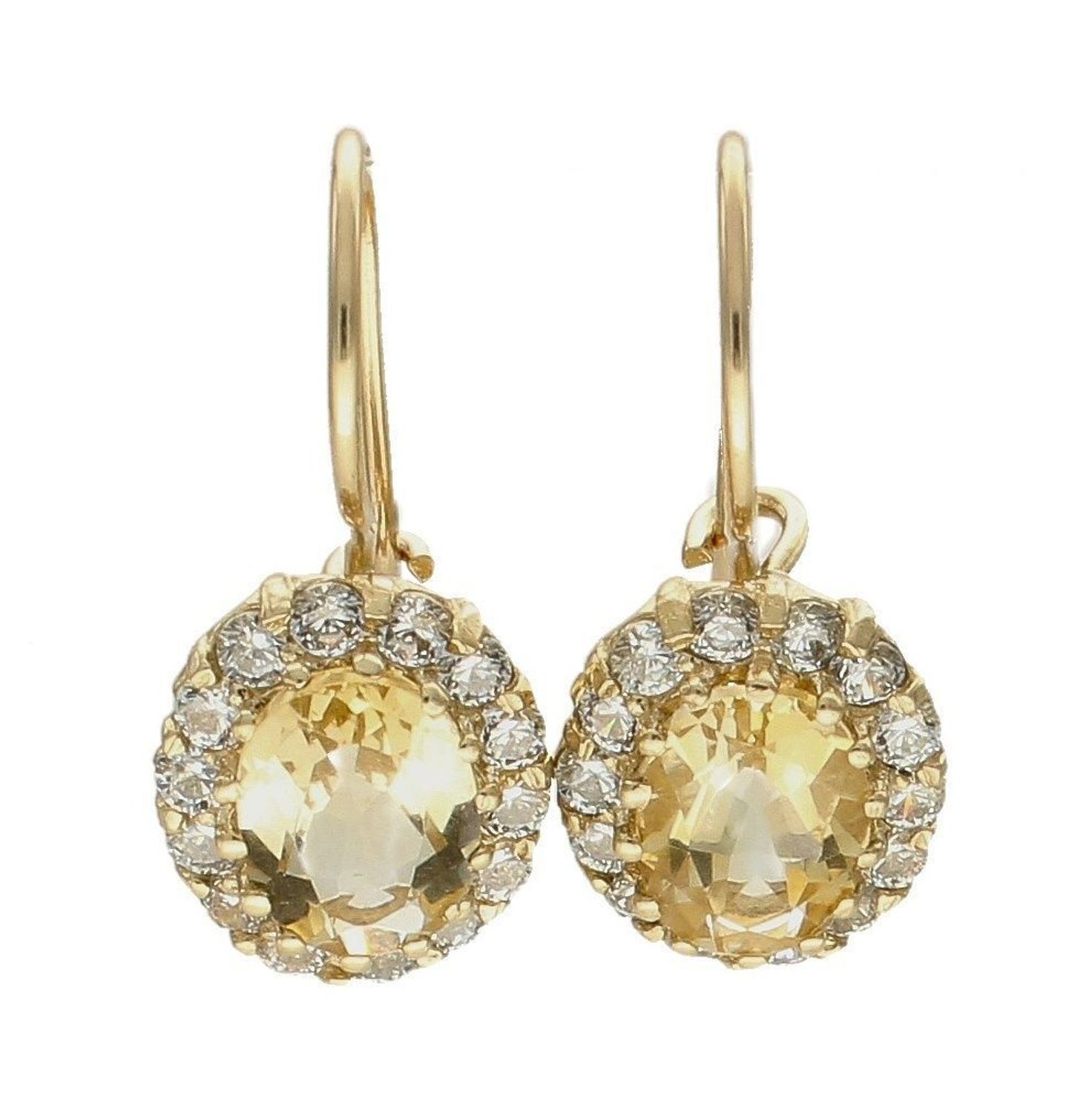 Złote kolczyki 585 z cytrynem naturalnym i certyfikatem DIA-KLC-6491-585. Złote kolczyki wiszące. Złote kolczyki z kamieniem naturalnym. Złote kolczyki z.jpg