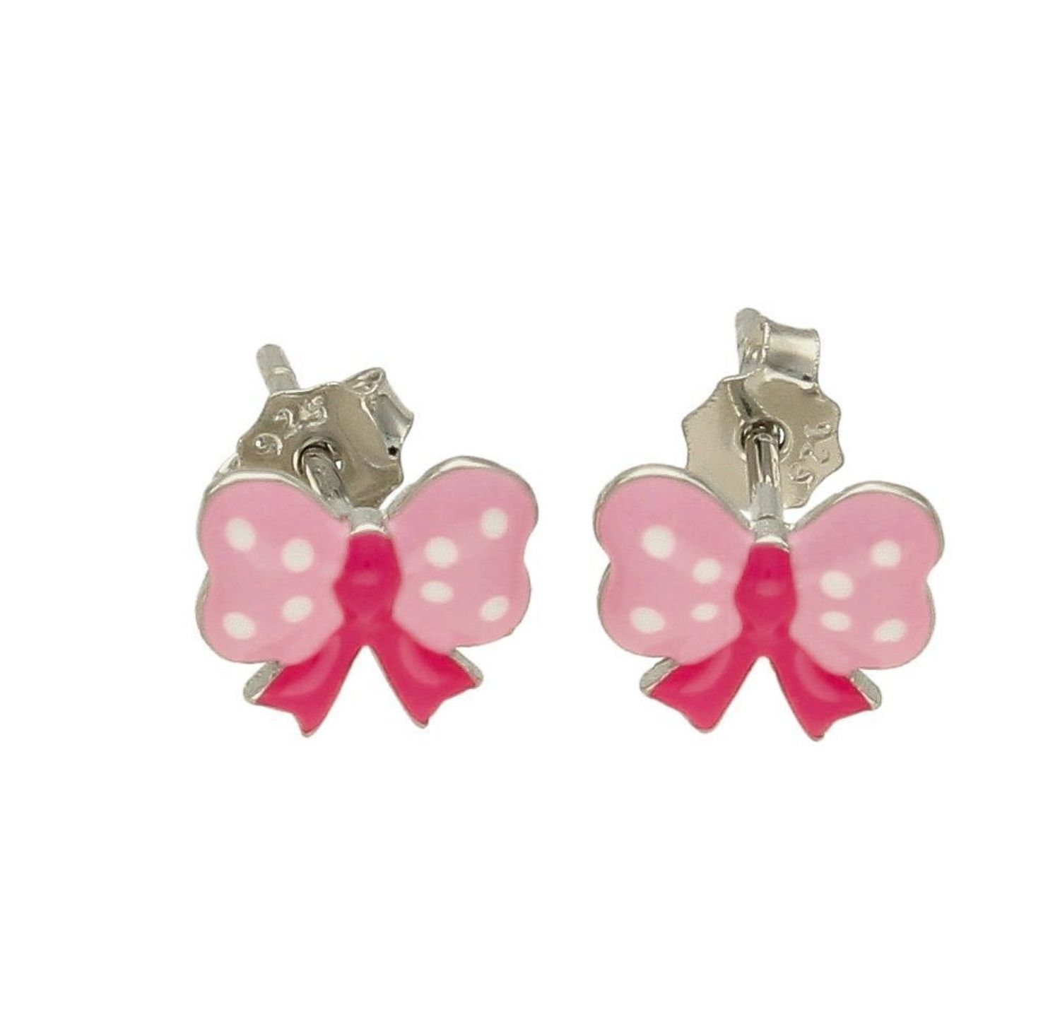 Kolczyki srebrne dla dziewczynki Urocze kokardki DIA-KLC-6596-925. Kolczyki srebrne wkrętki dla dzieci. Kolczyki srebrne kokardki. Kolczyki srebrne różowe dla dziewczynki. Kolczyki z różową emalią. Kolczyki dla dziewczynki na.jpg