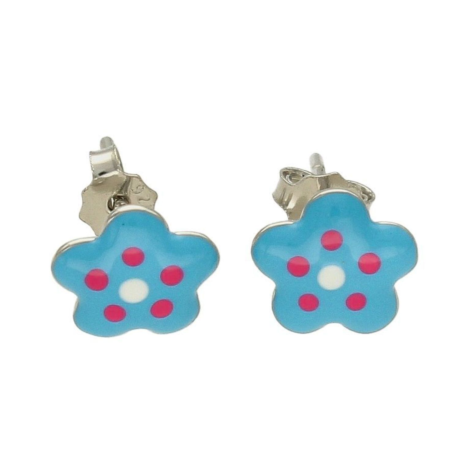 Kolczyki srebrne dla dziewczynki niebieskie kwiatki DIA-KLC-6597-925.  Kolczyki srebrne wkrętki dla dzieci. Kolczyki srebrne kwiatki. Kolczyki srebrne niebieskie dla dziewczynki. Kolczyki z niebieską emalią. Kolczyki dla dzie.jpg