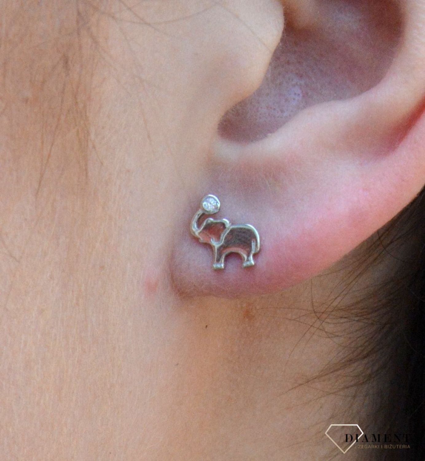 Kolczyki srebrne wkrętki słoniki z cyrkonią DIA-KLC-6605-925. Kolczyki damskie srebrne wkrętki.. Kolczyki dziecięce srebrne. Gładkie srebrne kolczyki słoniki. Kolczyki srebrne dla miłośników zwierząt. Kolczyki srebrne idealne.jpg