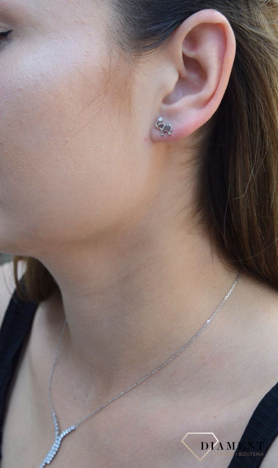 Kolczyki srebrne wkrętki słoniki z cyrkonią DIA-KLC-6605-925. Kolczyki damskie srebrne wkrętki.. Kolczyki dziecięce srebrne. Gładkie srebrne kolczyki słoniki. Kolczyki srebrne dla miłośników zwierząt. Kolczyki srebrne idealne.jpg