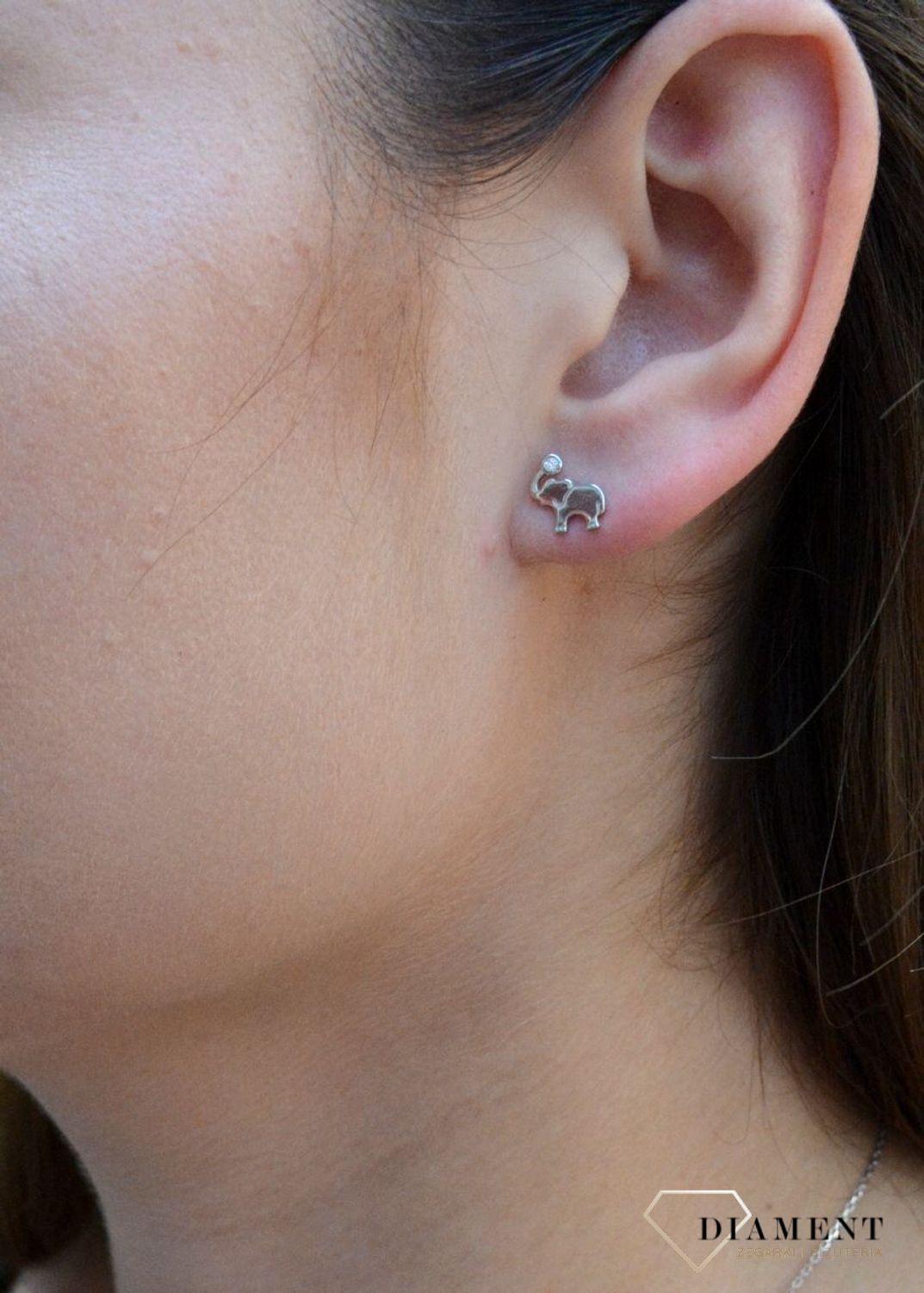 Kolczyki srebrne wkrętki słoniki z cyrkonią DIA-KLC-6605-925. Kolczyki damskie srebrne wkrętki.. Kolczyki dziecięce srebrne. Gładkie srebrne kolczyki słoniki. Kolczyki srebrne dla miłośników zwierząt. Kolczyki srebrne idealne.jpg