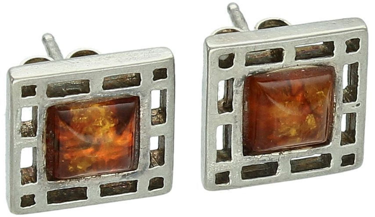 Srebrne kolczyki próby 925, kwadratowe z bursztynem w brązowym kolorze. Eleganckie, wygodne i wyraziste – model DIA-KLC-6672-925. Sprawdź!1.jpg