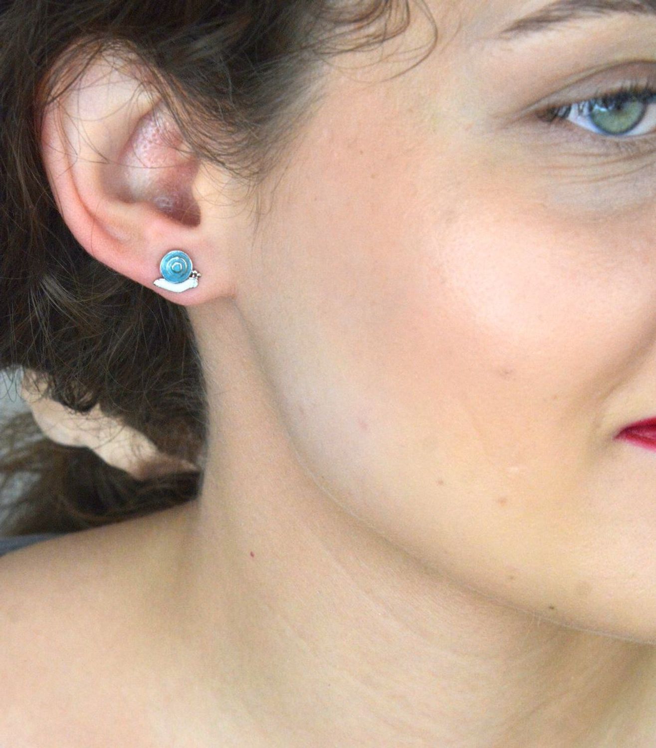 Kolczyki srebrne niebieskie ślimaki, próba 925.jpg