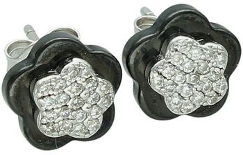 Kolczyki srebrne 925 – model DIA-KLC-6690-925. Kwiatki z ceramiki, zdobione cyrkoniami. Wielkość 1 cm, zapięcie na sztyft, waga 3,50 g. Romantyczna i oryginalna biżuteria dla kobiet.1.jpg