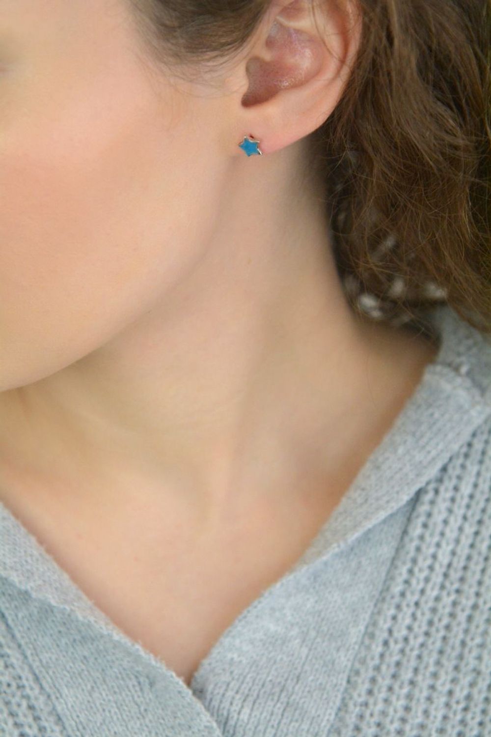 Kolczyki dziecięce srebrne 925 DIA-KLC-6693-925 – gwiazdki z niebieską emalią, 7 mm.jpg