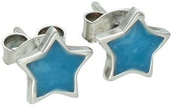 Kolczyki dziecięce srebrne 925 DIA-KLC-6693-925 – gwiazdki z niebieską emalią, 7 mm.jpg