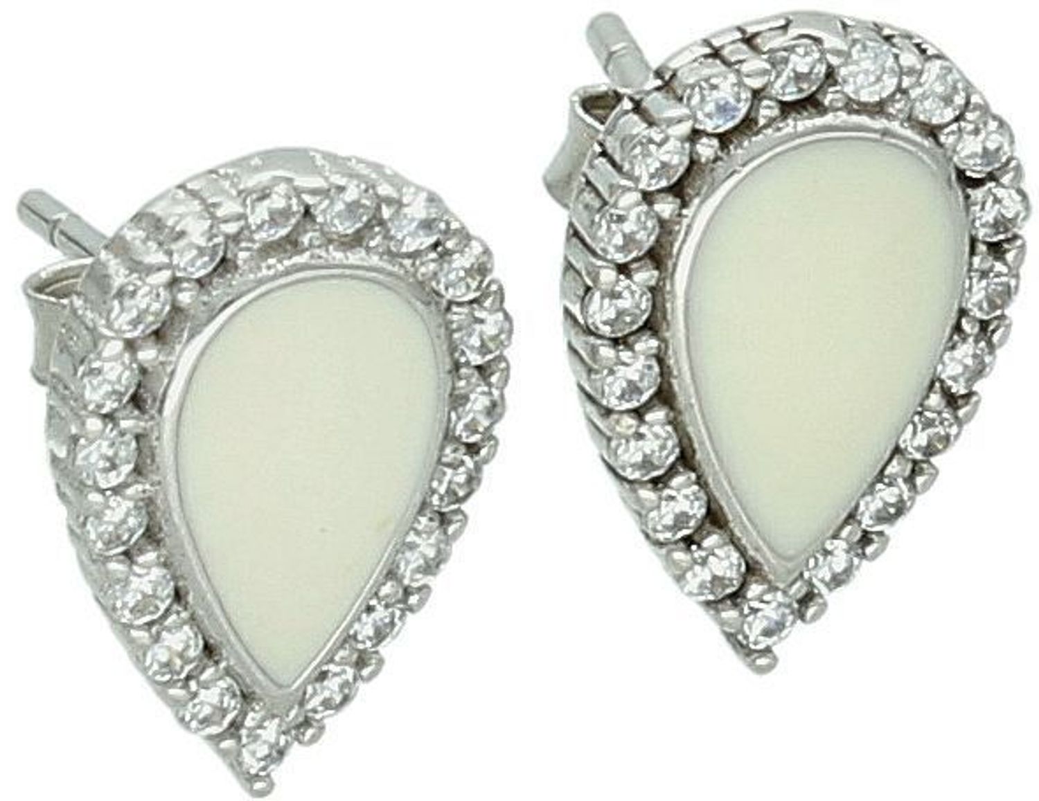 Eleganckie kolczyki srebrne próby 925 w kształcie łezek, zdobione masą perłową i cyrkoniami. Model DIA-KLC-6709-925. Zapięcie na sztyft, waga 2,00 g, długość 1 cm. Idealne na prezent 🎁✨1.jpg